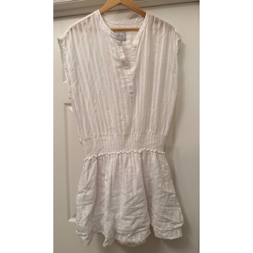 Rails Mini Dress Womens XL White Striped Gauze Smocked Waist Sleeveless Boho